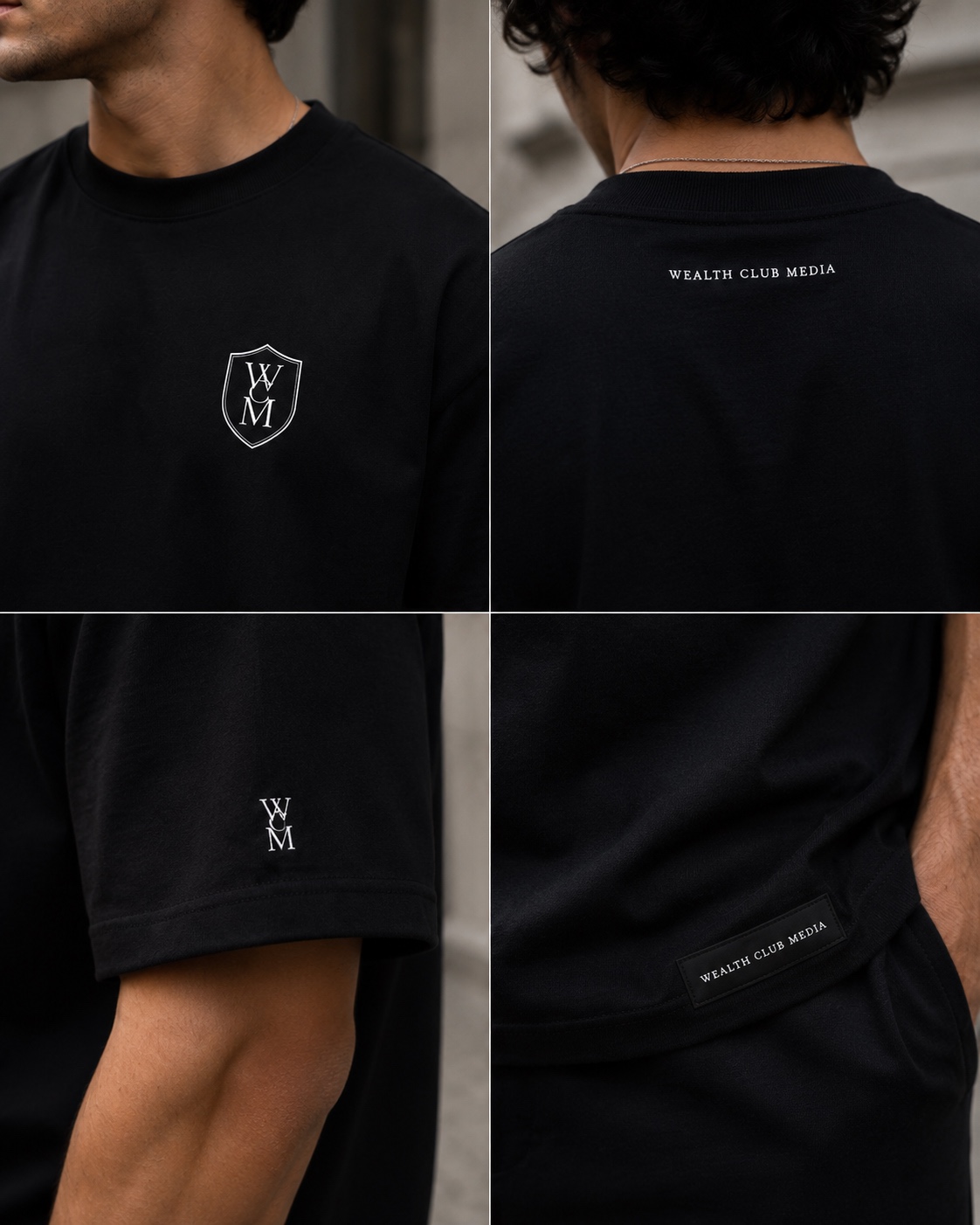 Front left chest — woven WCM crest